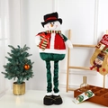 Standing Christmas snowman doll with red vest and green telescopic legs for home decor - Snowman Large Height 90cm