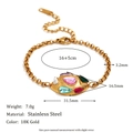 Geometric Colorful Zircon 3D Oval Bracelet - Gold
