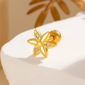 Gouden bloem oorknopje met fonkelende kristallen en een veilige schroefsluiting met bal - Goud (A387-Goud)
