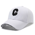 White baseball cap with black letter C and breathable mesh back for outdoor sports - White