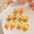 10-piece yellow cartoon hair ties set with resin charms for kids and girls - Yellow Star Baby 10 Pieces Set
