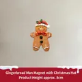 Christmas gingerbread man magnet with Santa hat and white wave decor, 8cm height - Gingerbread Man with Santa Hat
