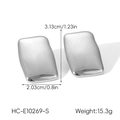 Vue détaillée des boucles d'oreilles carrées argentées avec dimensions et poids - Style Rectangulaire (HC-E10269-S)
