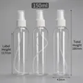 Three-pack of 150ml clear plastic spray bottles with white pump heads and caps - 150ML / Clear