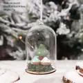 Christmas LED glass ball with blue, white, and green mushroom models and moss base - HG18-629 (Three Mushrooms)
