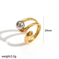 Detailed view of bicolor irregular ring featuring silver sphere and 29mm height scale - Gold And Silver Contrast Spherical Block (TR4481-M)