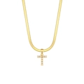 18K gold-plated snake chain necklace with pearl-inlaid letter T pendant - Style T