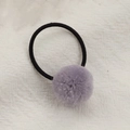Plush purple pom pom hair tie with black elastic band for kids and women accessories - Gray
