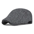 Winterse visgraat pet met fleece voering en zwarte kunstlederen details - Verstelbaar / Grijs