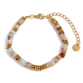 Bracelet rétro plaqué or 18 carats avec pierres naturelles et disques dorés - Or-Agate Fleur de Cerisier
