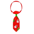 Adjustable red Christmas pet tie with snowman and tree prints for cats and small dogs - Red Snowman Tree Merry Christmas