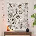Detail of bohemian tapestry with moth and snake motifs in a cozy room setting - Gt1019-8 / 73X95CM (Brushed Fabric)