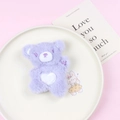 Cute purple plush bear pendant with white heart embroidery and hanging loop accessory - Single Bear / Purple Bear