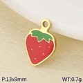 Ciondolo a fragola rossa in acciaio inossidabile dorato per gioielli DIY - Stile Fragola con Bordo Dorato (KLJ9613-ZLA)