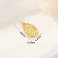 Detailed 14K gold plated pendant with micro-inlaid zircon and engraved flower patterns - Oval Floral / Gold