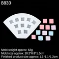 White silicone mold for 11 small square sweets with colorful candy samples - 4# Square Shape (B830) / Clear