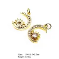 Golden sun and moon charm pendant with white cubic zirconia and hollow back design - Style 2 Moon Star