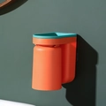 Soporte de pared para cepillo de dientes naranja con vaso y detalle en cian - Naranja