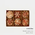 Set of 24 handcrafted natural straw Christmas tree ornaments in a 6-grid gift box - Straw Woven 6-Grid Box Set (Approx. 24PCS)
