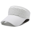 White breathable open top sun hat for running with textured athletic knit fabric - White