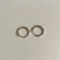 Polished S925 sterling silver octagonal hoop earrings with minimalist geometric design - EH0525/Silver Octagonal Geometric Earring