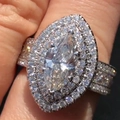 Luxurious marquise cut zircon double halo ring worn on hand for party jewelry - US 9 / White Gold