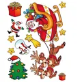 Christmas static window stickers featuring Santa, reindeer, and snowman designs on white background - H4-Cartoon Christmas Scene D