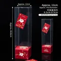 Set of 5 clear Christmas tall packaging boxes for strawberry towers with red base - Merry Christmas Strawberry Tower Gift Boxes 5 Sets