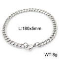 Silbernes Panzerarmband für Herren und Damen, 180x5mm mit sicherem Karabinerverschluss - Stil A 5mm 180mm(KB166140-ZZ)