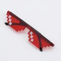 Macro shot of red pixelated mosaic lenses and black plastic frame on white background - Single Row Red