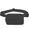 Water-resistant nylon sports waist bag in dark grey with adjustable buckle strap - Dark Gray