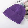 Purple ribbed knit beanie for women and men, thick cuffed winter hat in a warm stylish look - Mottled Purple
