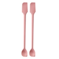 Pink double-ended silicone jam spatula and spoon set for kitchen or cosmetic use - Two-Piece Set / Pink