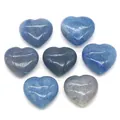Polished blue aventurine quartz heart-shaped natural stones set of seven pieces - Blue Aventurine