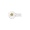 Handmade white daisy flower hair clip with yellow center and ribbon-wrapped base - Style 6-White Mini Embroidery Daisy Ribbon Clip