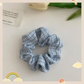 Chique blauwe geruite kanten scrunchie met zachte stoftextuur en landelijk stijl ontwerp - 58# Lichtblauw Geruit