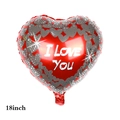 18 inch red heart-shaped foil balloon with I Love You print and white star patterns - 18 Inch Red Heart With Diamond Love