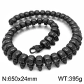 Polished black stainless steel skull chain bracelet featuring a secure lobster clasp - Black Necklace