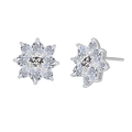 Elegantes pendientes de copo de nieve en plata 925 con cristales de circón brillantes - Plata 925 / Color Oro Blanco