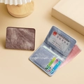 Slim multi-slot card holder wallet in dark brown and light blue fabric texture - Coffee Card Pack