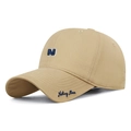 Gorra de béisbol kaki con bordado N azul y frase Nothing More en la visera curvada - Ajustable / Beige Oscuro