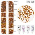 Kit 12 griglie strass unghie ambra oro con diverse dimensioni su punte bianche - Strass Misti Oro Ambra (12G-228)