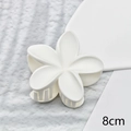 Matte white plumeria flower hair claw clip with 8cm size for versatile styling - White Matte 8cm