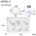 Set de 6 adornos navideños transparentes con estrellas doradas y purpurina en caja regalo - 8cm/Juego de 6 / Tira de Color de Malla Blanca