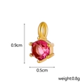Pink round zircon pendant with gold-plated stainless steel base and claw setting - July (Pink)