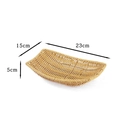 Rectangular faux rattan woven fruit basket in natural wood tone, size 23x15x5cm - Boat Shaped Solid Yellow Small