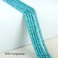 Flat cylinder synthetic turquoise spacer beads with natural black veins for jewelry making - 2x4mm Spacer Beads (Approx. 150 Beads/Strand) / Synthetic Turquoise A