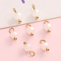DIY jewelry 4mm white faceted glass beads with golden metal loops and small round beads - White Round Bead