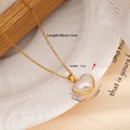 Elegante collana in titanio dorato con ciondolo a cuore in perla bifacciale su ceramica - Cuore Doppio Lato 2579