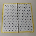 Square satin scarf featuring camellia prints and yellow borders in elegant style - Yellow-bordered Floral Square Scarf / 65